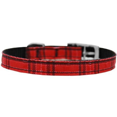 PETPAL Plaid Nylon Dog Collar with Classic Buckle 0.37 in.; Red - Size 12 PE822963
